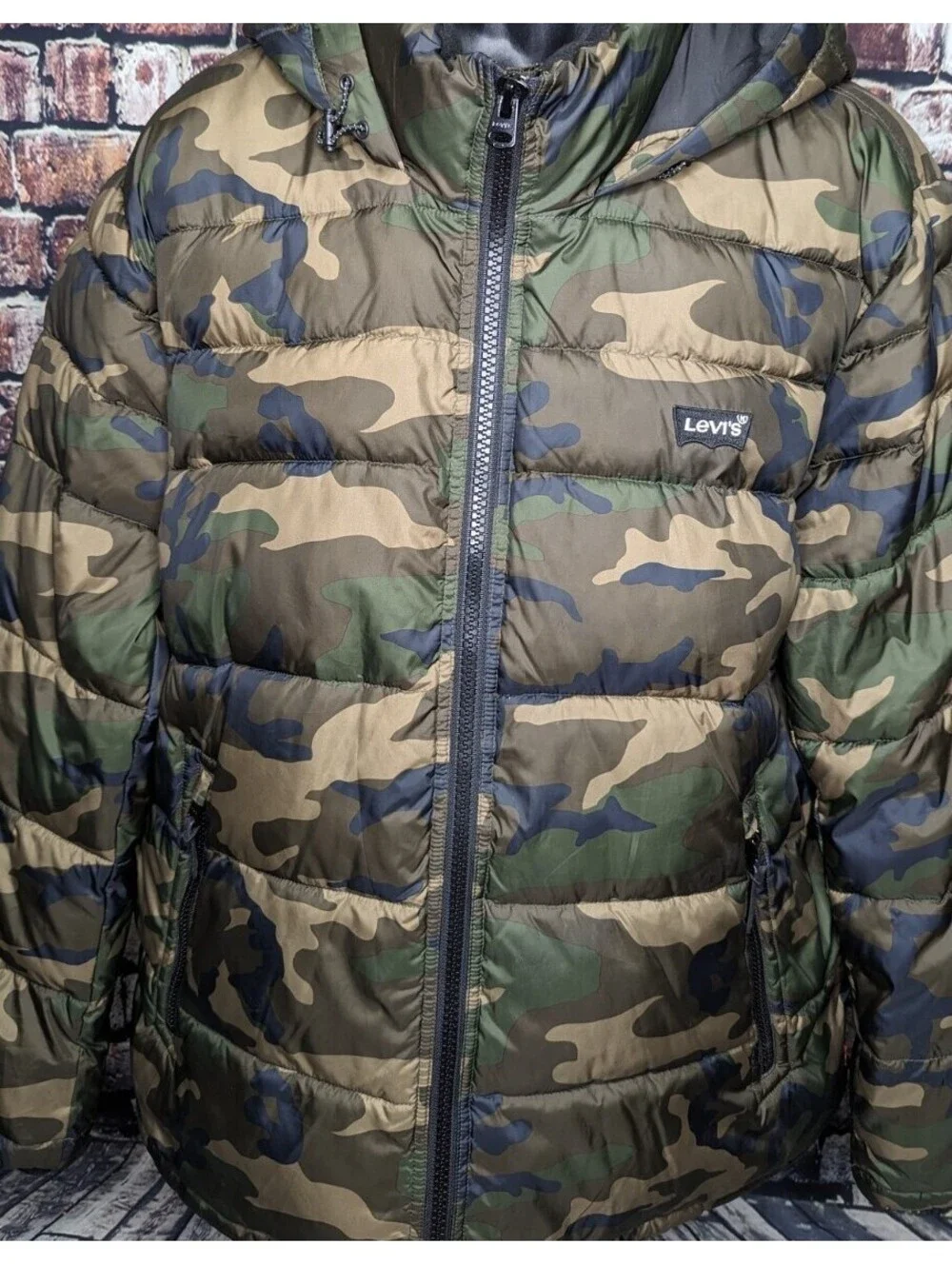 Levi's Arctic Quilted Camo Hooded Winter Puffer Jacket Parka Mid Ski Men XXL 2XL